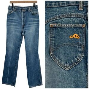 Vintage 70s Chic Jeans High Waisted Straight Leg Medium Wash Blue 100% Cotton 29